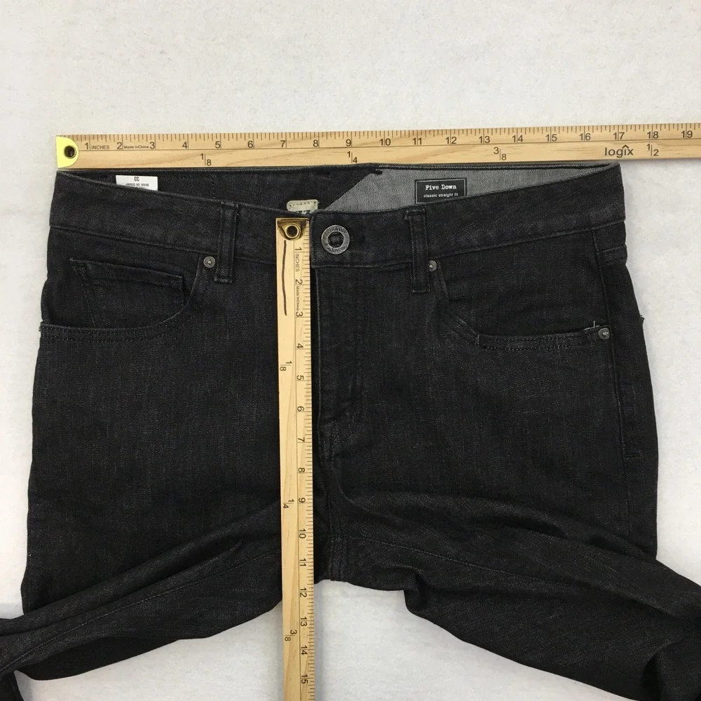 Volcom Five Down Jeans Mens 33 Black Classic Straight Fit Denim Skateboarding
